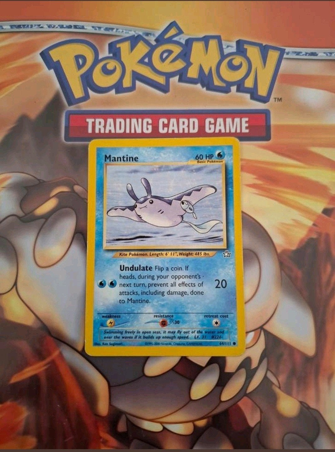 Mantine 64/111 Neo Genesis pokemon kaart, Ophalen of Verzenden, Gebruikt, Losse kaart