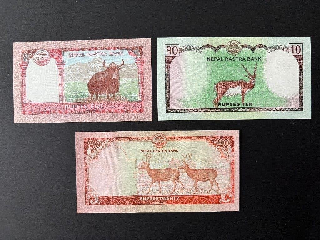 Nepal 5,10 en 20 rupees UNC, Verzenden, Centraal-Azië