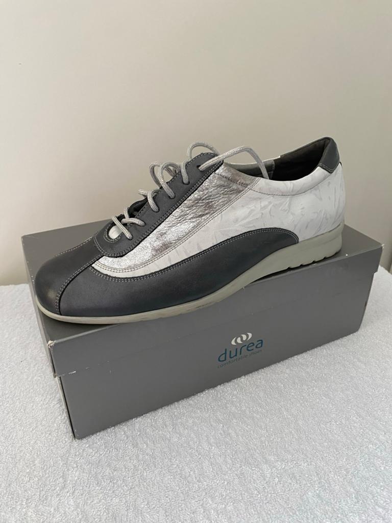 Durea Comfortabele Sneakers - Grijs/Wit/Zilver, maat 6, Nieuw, Ophalen of Verzenden, Sneakers of Gympen, Grijs