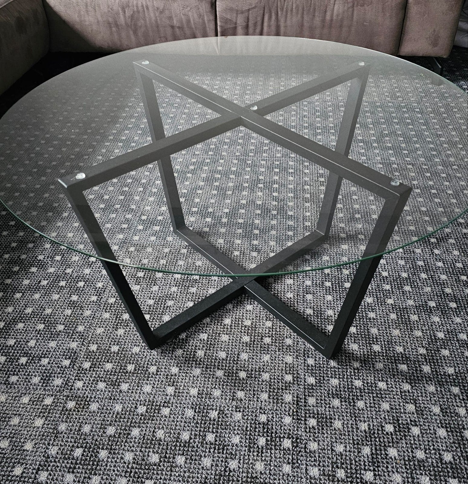 Ronde glazen salontafel - twee maanden oud (90 CM), 50 tot 100 cm, Rond, 50 tot 100 cm, Ophalen of Verzenden