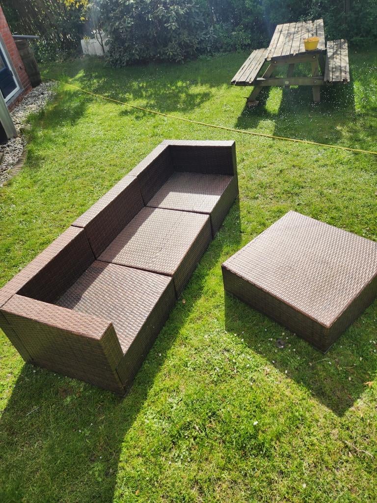 Loungeset / tuinset met Salontafel, Ophalen, Wicker, Bank