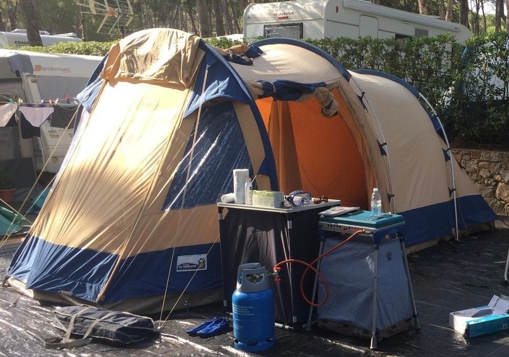 4-persoons katoenen vrijbuiters tent met twee ingangen, Ophalen, Gebruikt, Tot en met 4