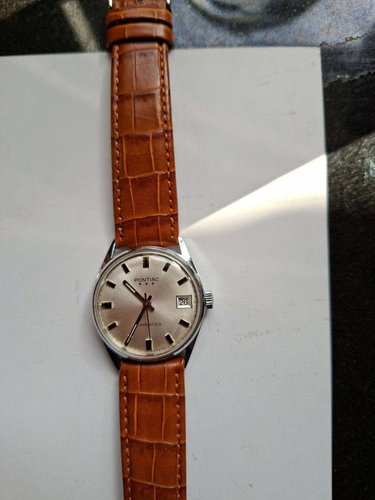 Prachtige Vintage Pontiac Simpatico *** – Herenhorloge jaren, Overige merken, Staal, Met bandje, Polshorloge