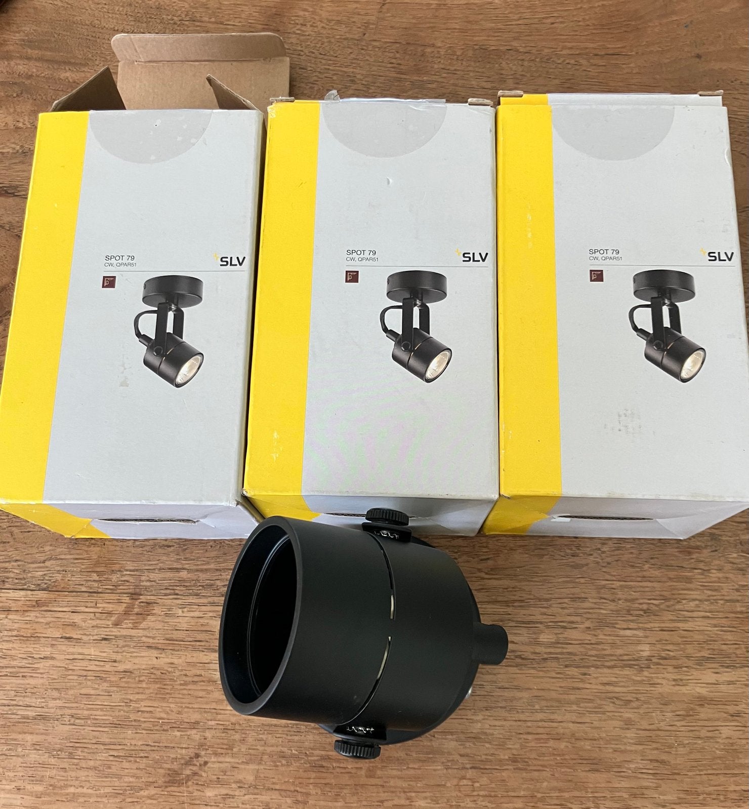 NIEUW 3 stuks SLV SPOT 79 - Opbouwspot zwart, Ophalen, Nieuw, Plafondspot of Wandspot