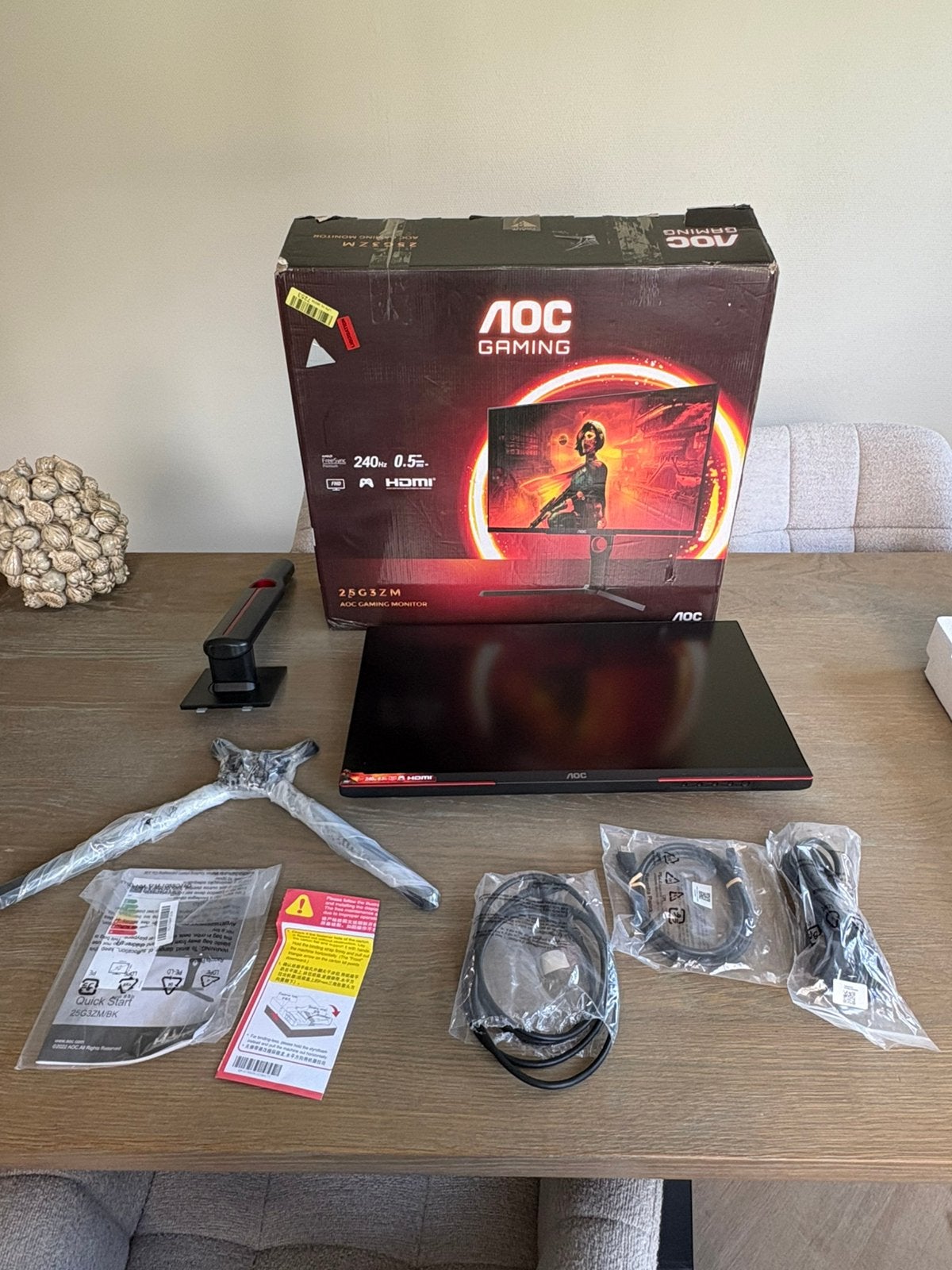 AOC 25G3ZM - Full HD Gaming Monitor - 240hz, IPS, !, Full HD, Zo goed als nieuw