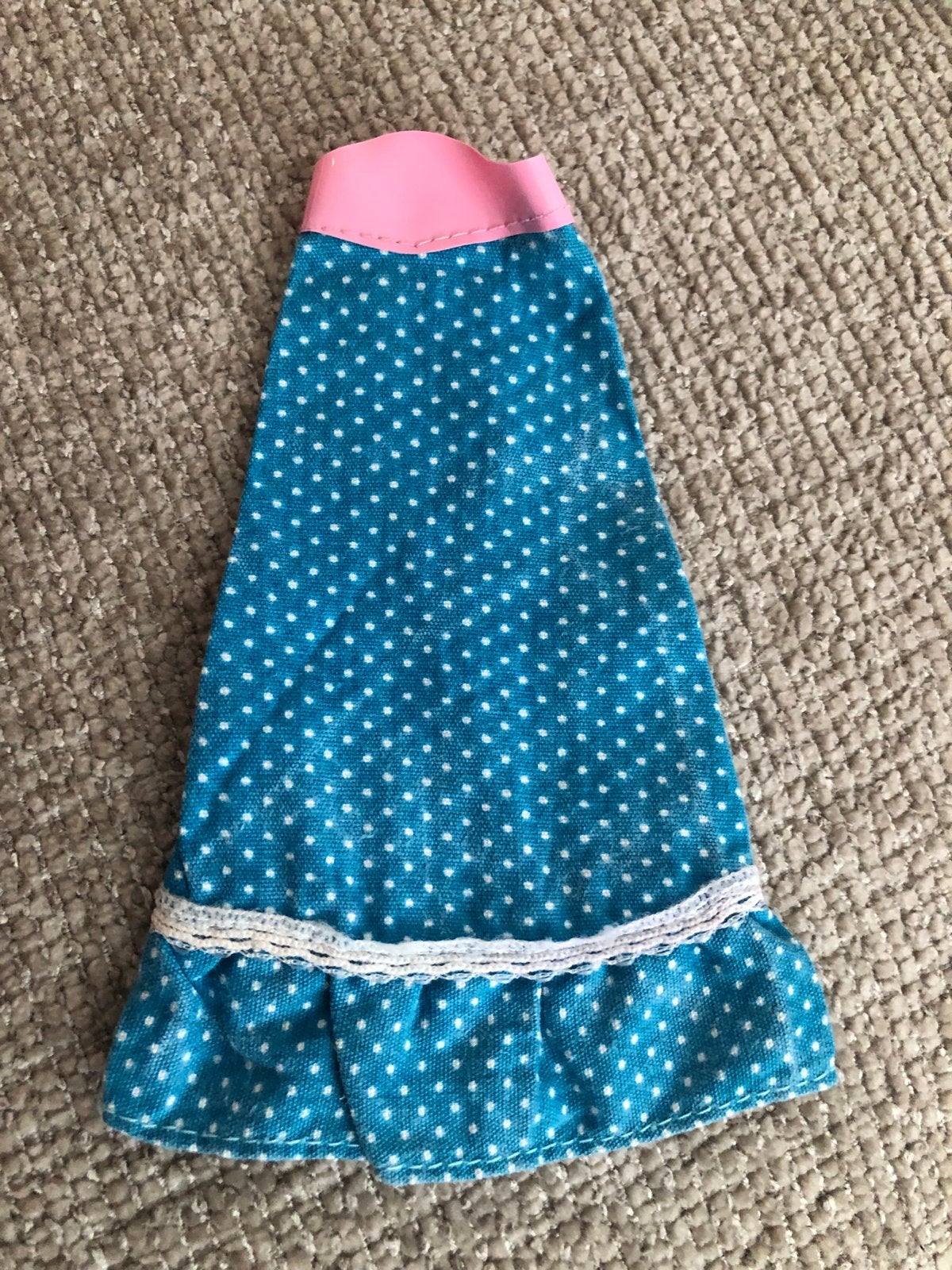 Vintage Barbie rok 1974-1976 - Polka dot roze/blauw, Ophalen of Verzenden, Zo goed als nieuw, Kleertjes