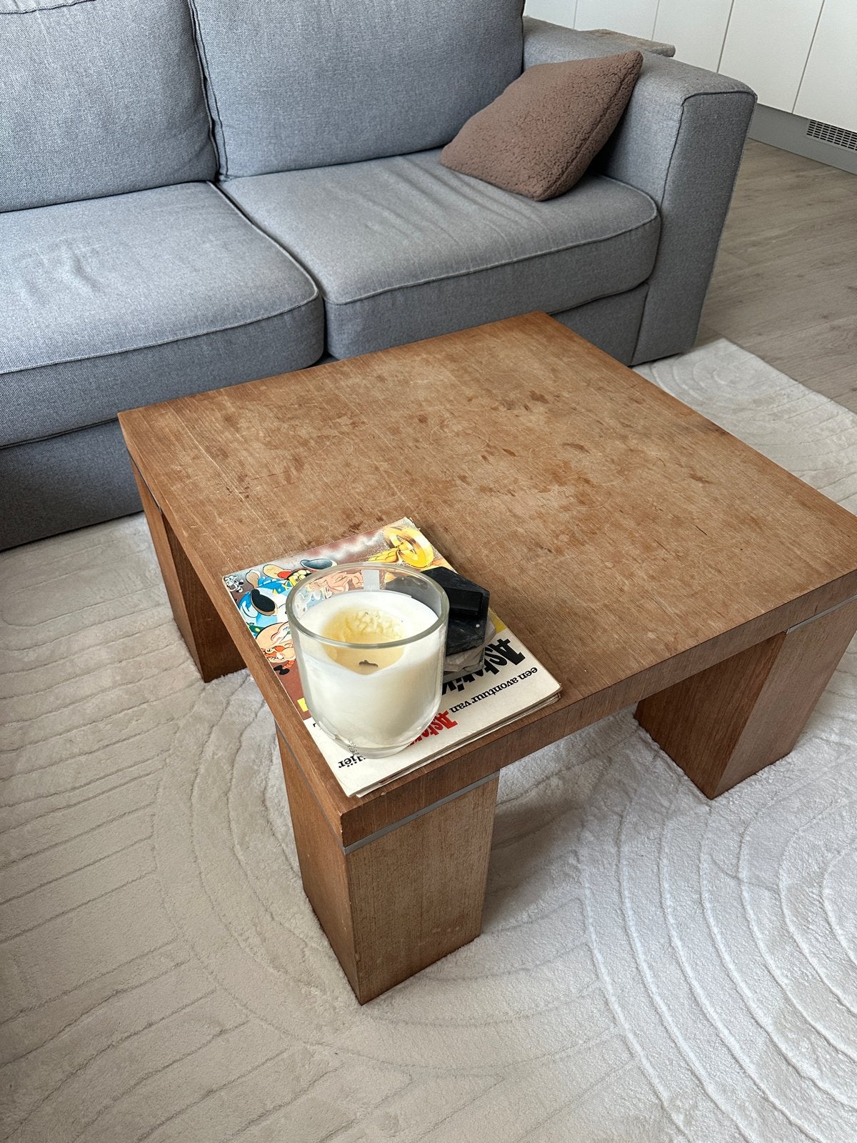Houten salontafel - vierkant, Huis en Inrichting, Ophalen, Minder dan 50 cm, Gebruikt, Vierkant