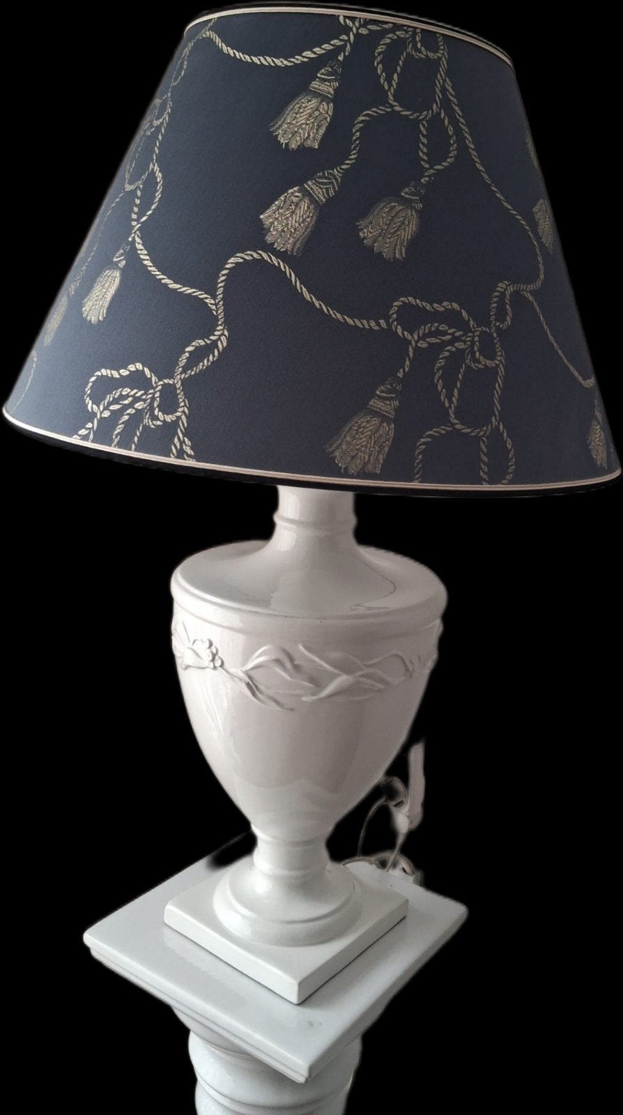 Schemerlamp met blauwe kap en porseleinen voet, Ophalen, Zo goed als nieuw, Blauw