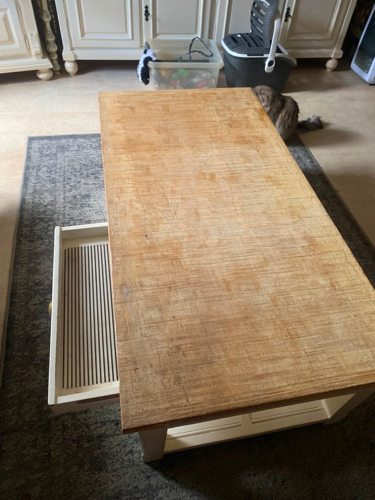 Salontafel met lades en opbergruimte riviéra maison, Ophalen, Gebruikt, 100 tot 150 cm, 50 tot 100 cm