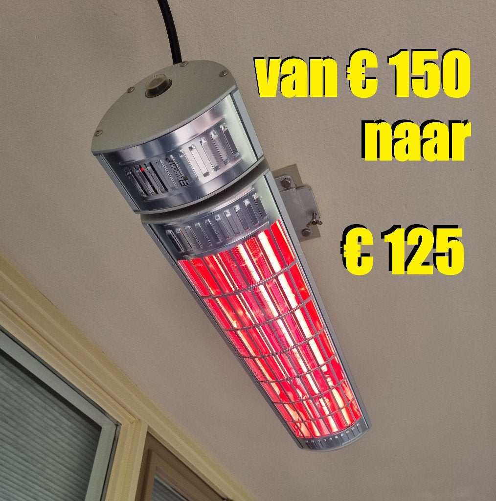 TERRAS-HEATER EUROM PROFESSIONAL 2500 w. max 8.000 branduren, Tuin en Terras, Terrasverwarmers, Elektrisch, Plafond, Gebruikt