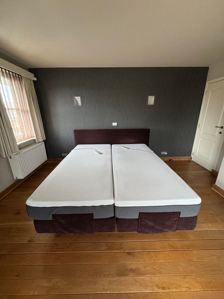 Norma Timeless Boxspring met 2x Emma hybrid, Ophalen, Gebruikt, Bruin, 210 cm