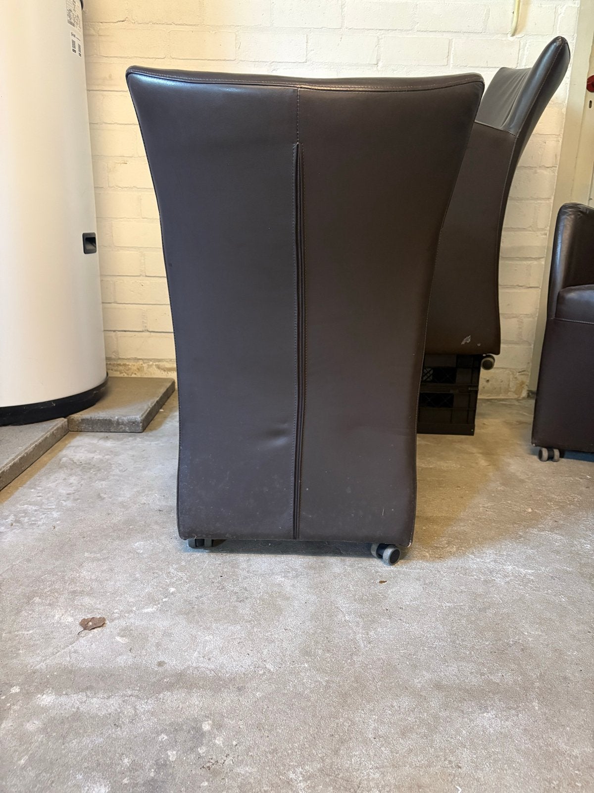 Bruine fauteuil met wieltjes, Huis en Inrichting, Stoelen, Ophalen, Gebruikt, Bruin, Leer
