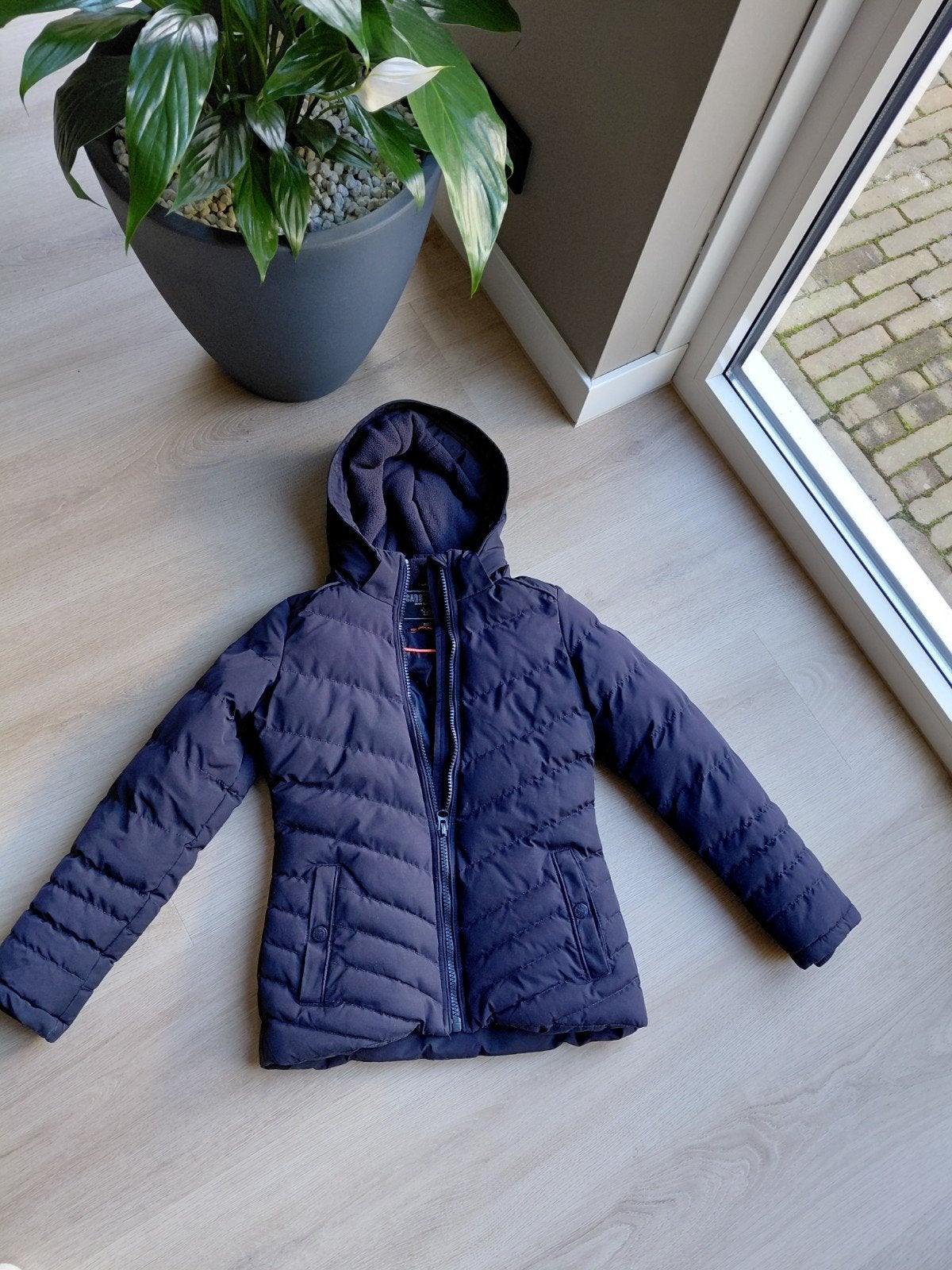 Nette donkerblauwe Cars winterjas voor meisjes, maat 152, Ophalen of Verzenden