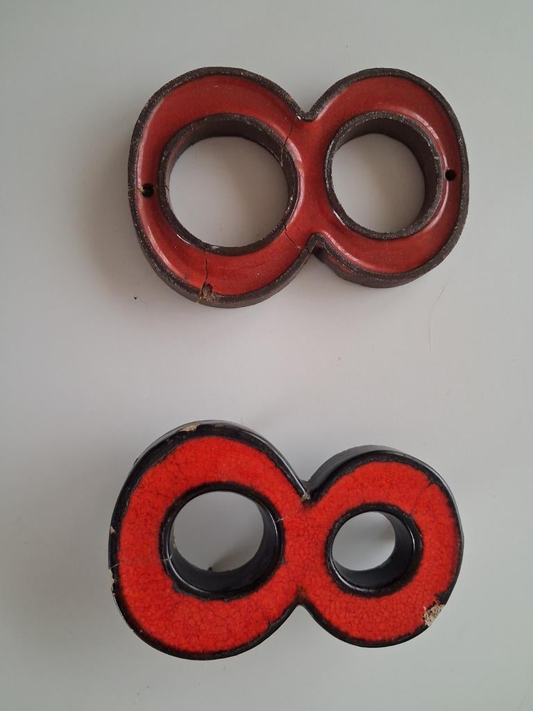 Vintage huisnummers '8' - rood geëmailleerd, Ophalen of Verzenden