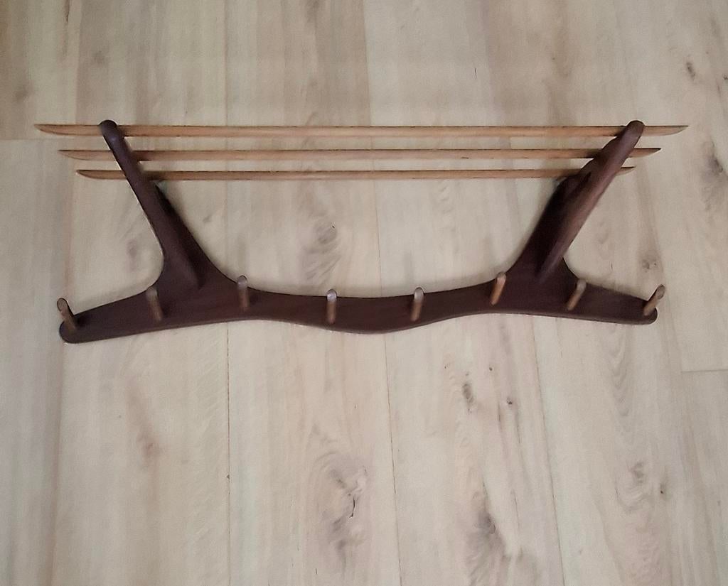 Vintage design wandkapstok jaren '60/'70 teak, Huis en Inrichting, Woonaccessoires | Kapstokken, Wandkapstok, Gebruikt, Ophalen of Verzenden