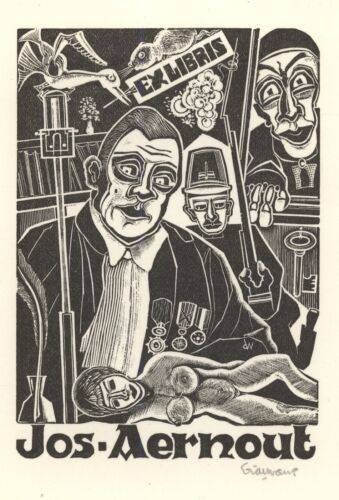 0379 Ex Libris Nederland : Cor de Wolff, z.j., Antiek en Kunst, Kunst | Etsen en Gravures, Verzenden, Ex libris