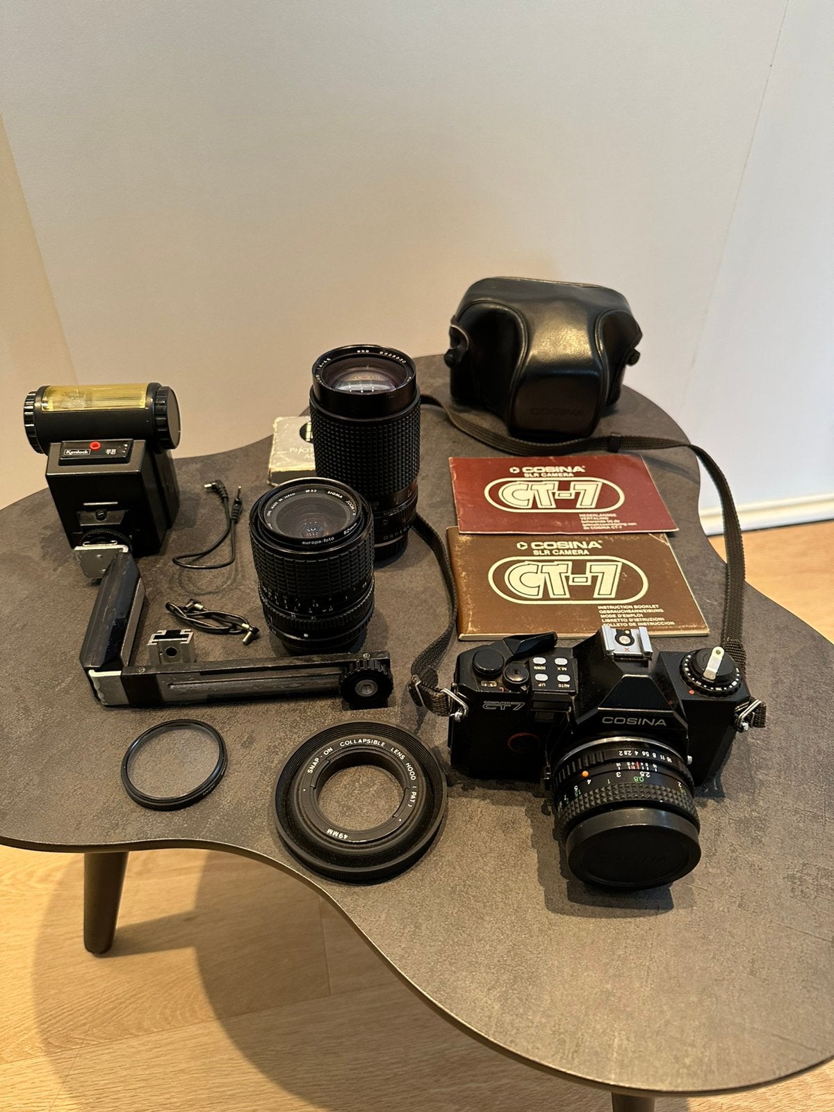 Cosina CT7 SLR met extra lenzen, flitser en vele accessoires, Ophalen of Verzenden, Gebruikt, Spiegelreflex, Overige Merken