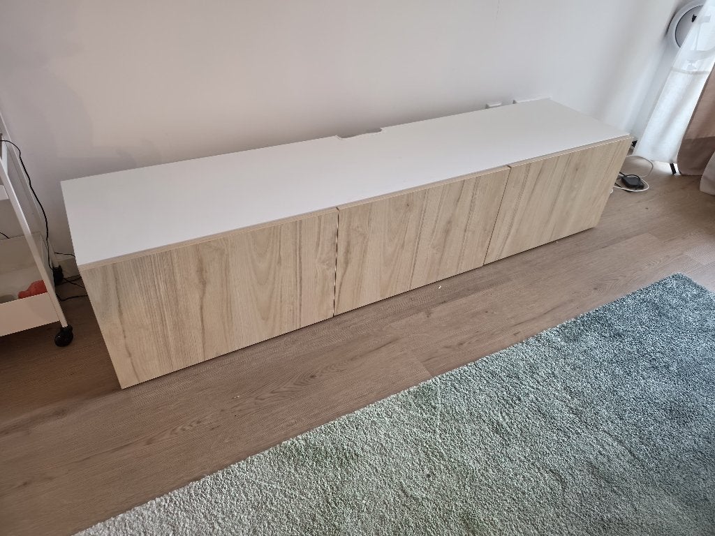 IKEA Besta TV-meubel - Wit met houtnerf deuren, Ophalen, 150 tot 200 cm, Zo goed als nieuw, Minder dan 100 cm