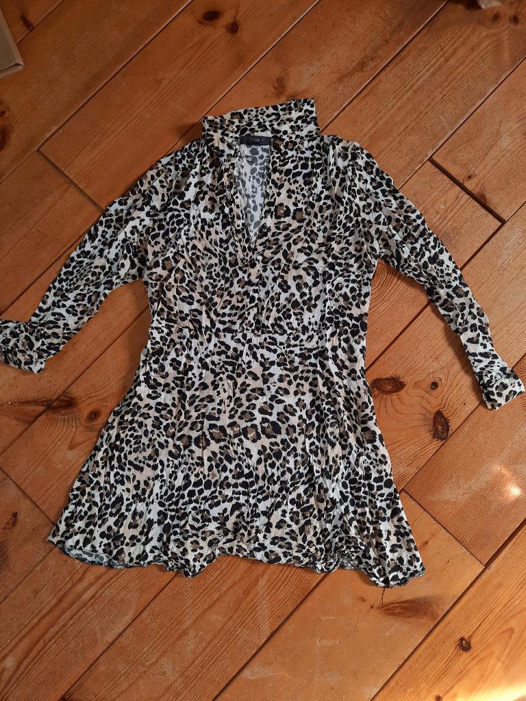 blouse luipaard panter tuniek maat 42, Ophalen of Verzenden, Zo goed als nieuw, Maat 42/44 (L), Bruin