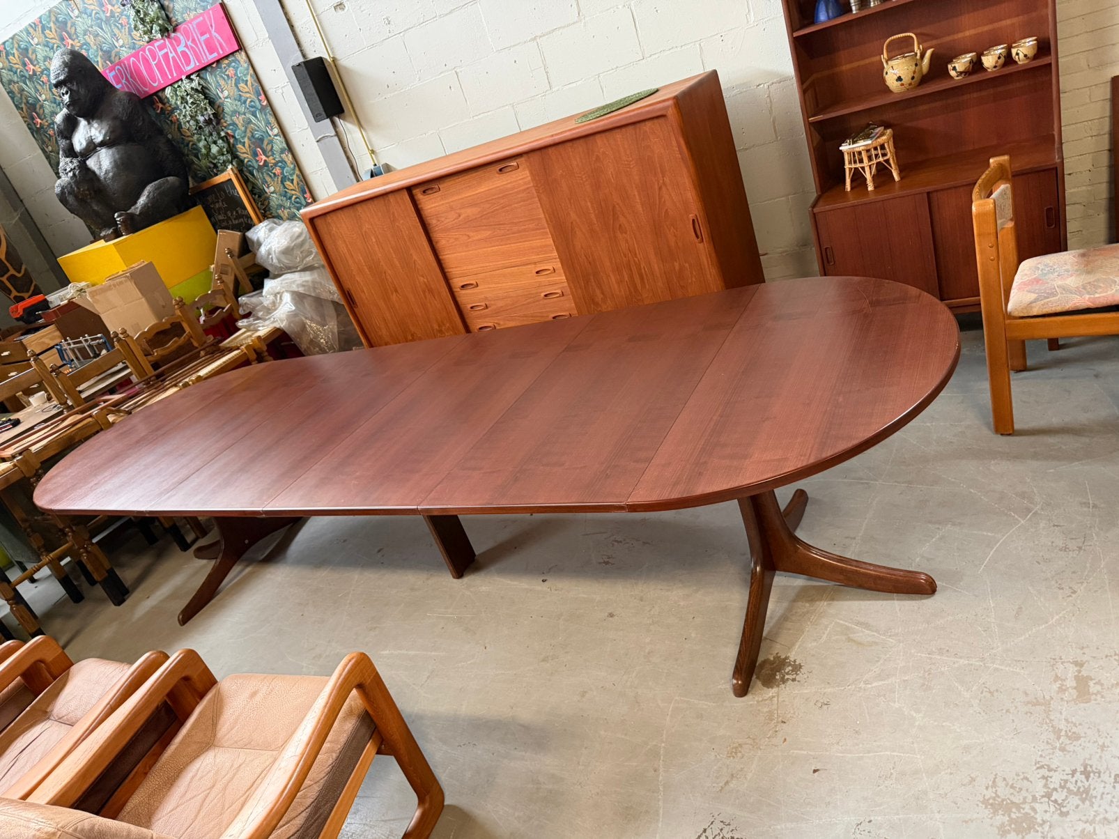 Vintage eettafel thonet uitschuifbaar rond ovaal, Ophalen, Gebruikt, 100 tot 150 cm, Rond