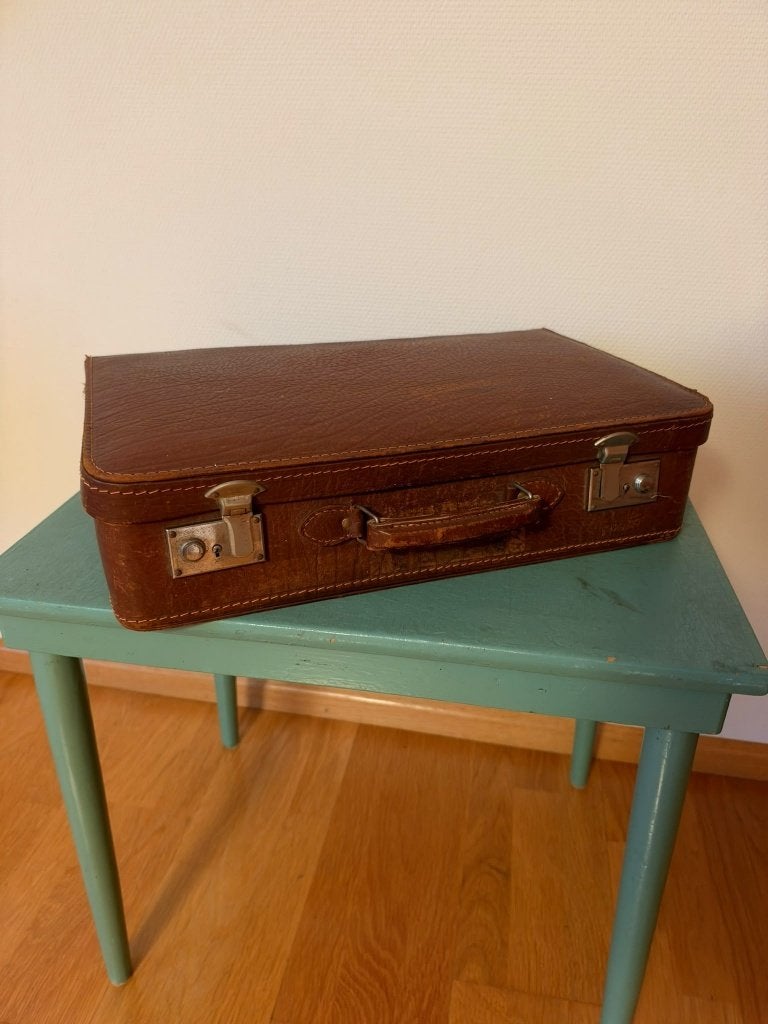 Vintage Leren Koffer - Bruin, Antiek en Kunst, Ophalen of Verzenden