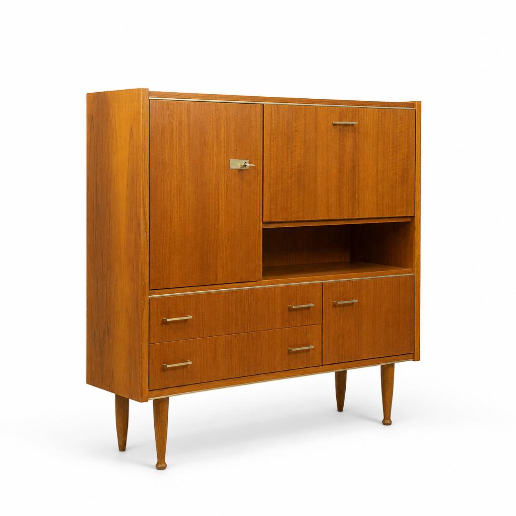Mid century barkast - teak jaren 60, Ophalen, Gebruikt, Teakhout, 50 tot 100 cm