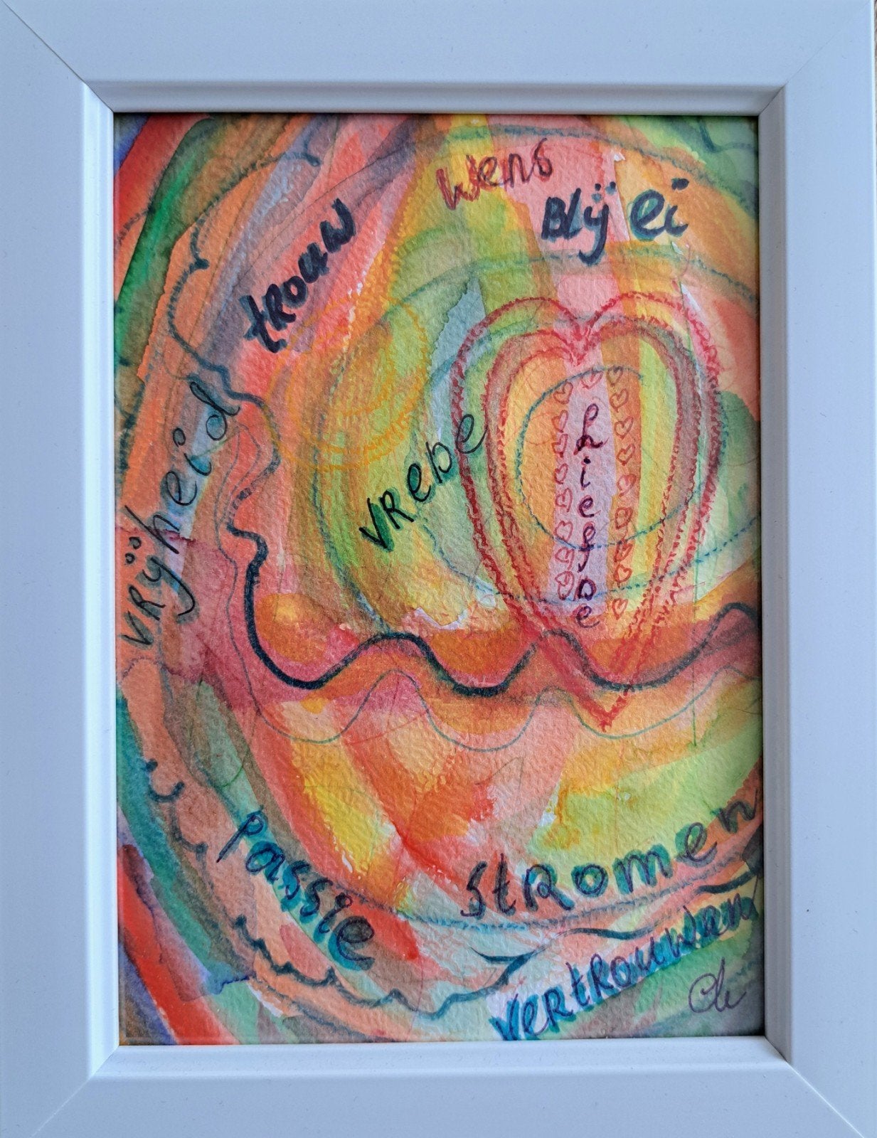 Kleurrijk Aquarel met Positieve Boodschappen en Hart, Ophalen of Verzenden