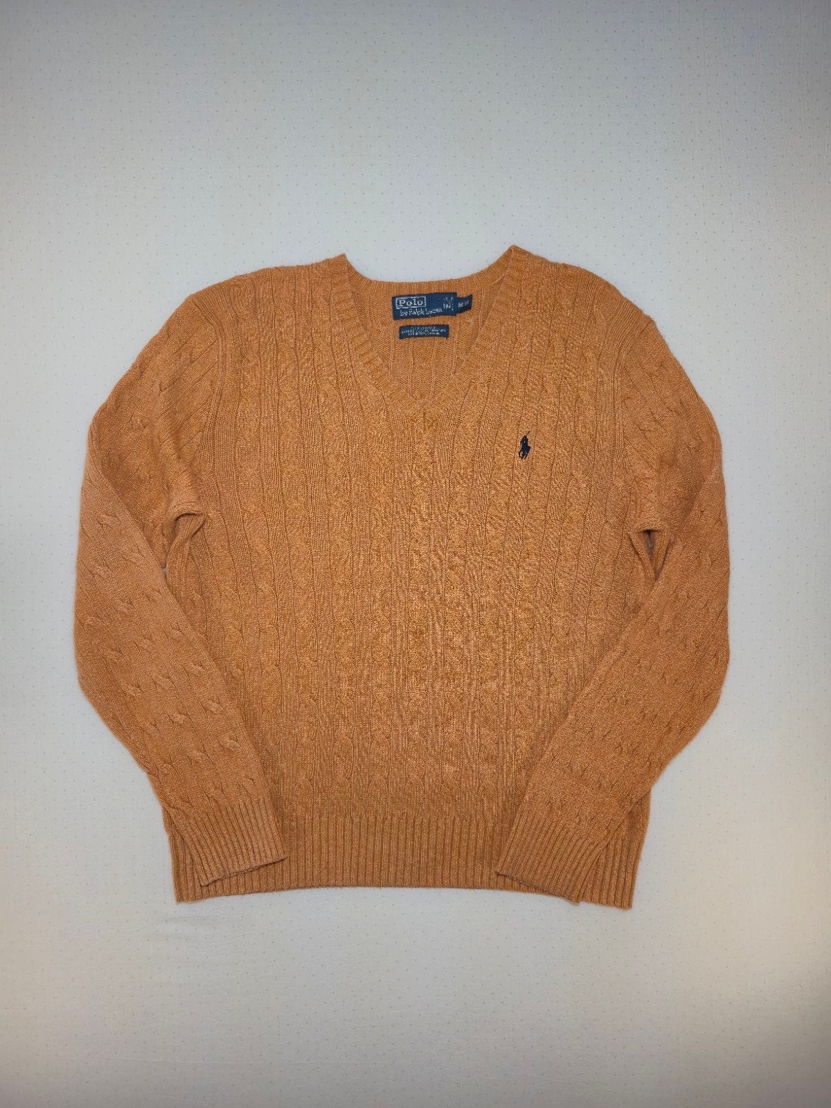 Polo Ralph Lauren Zijde/Katoen Kabeltrui - Oranje/Bruin, Maat 48/50 (M), Oranje, Ophalen of Verzenden, Polo Ralph Lauren