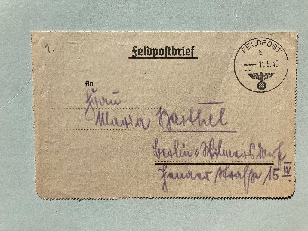 Feldpostbrief Duitse invasie in westen, Ophalen of Verzenden, Overige soorten, Nederland, Overige typen