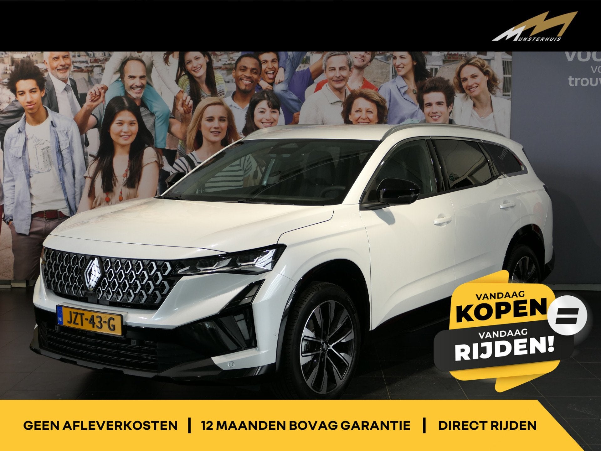 Renault Espace E-Tech full hybrid 200 techno 7p. - Occasion, Gebruikt, 1199 cc, Wit, Origineel Nederlands