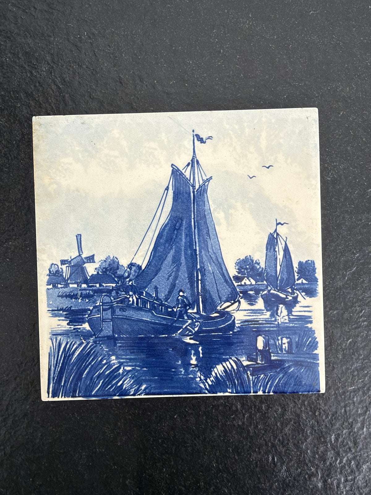 Delfts Blauw Tegel met Hollandse Scène, Ophalen of Verzenden
