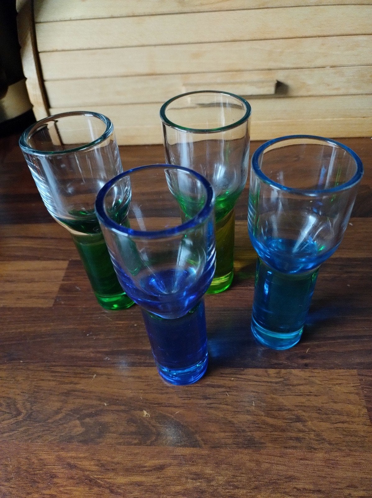 Vintage Sagaform Club shotglazen / schnapps (4st) - Matz Bor, Ophalen of Verzenden, Meerkleurig, Overige merken, Glas