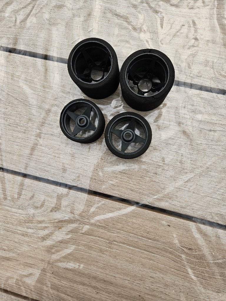 gebruikte 1/10 Corally wielen zwart, voor Pan Cars, Ophalen of Verzenden, Gebruikt, Schaal 1:10, Onderdeel
