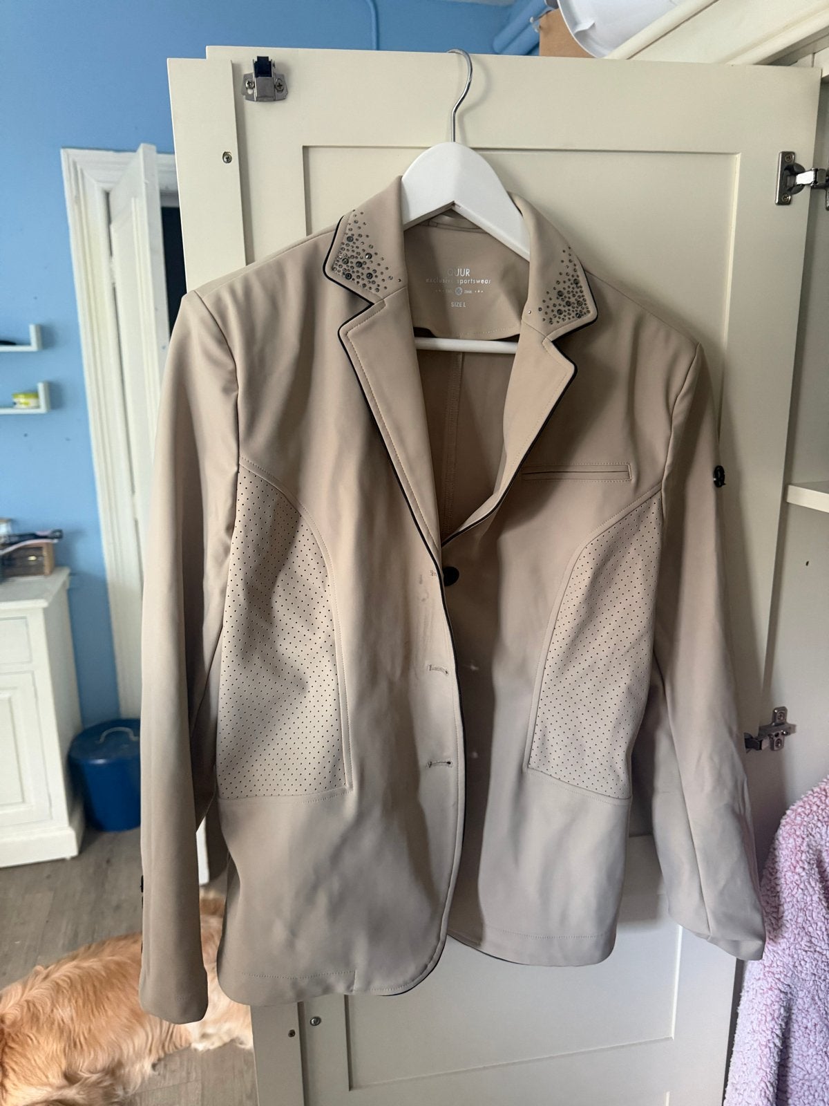 Quur exclusieve sportkleding rijjasje maat L, Ophalen of Verzenden, Zo goed als nieuw, Maat 42/44 (L), Beige