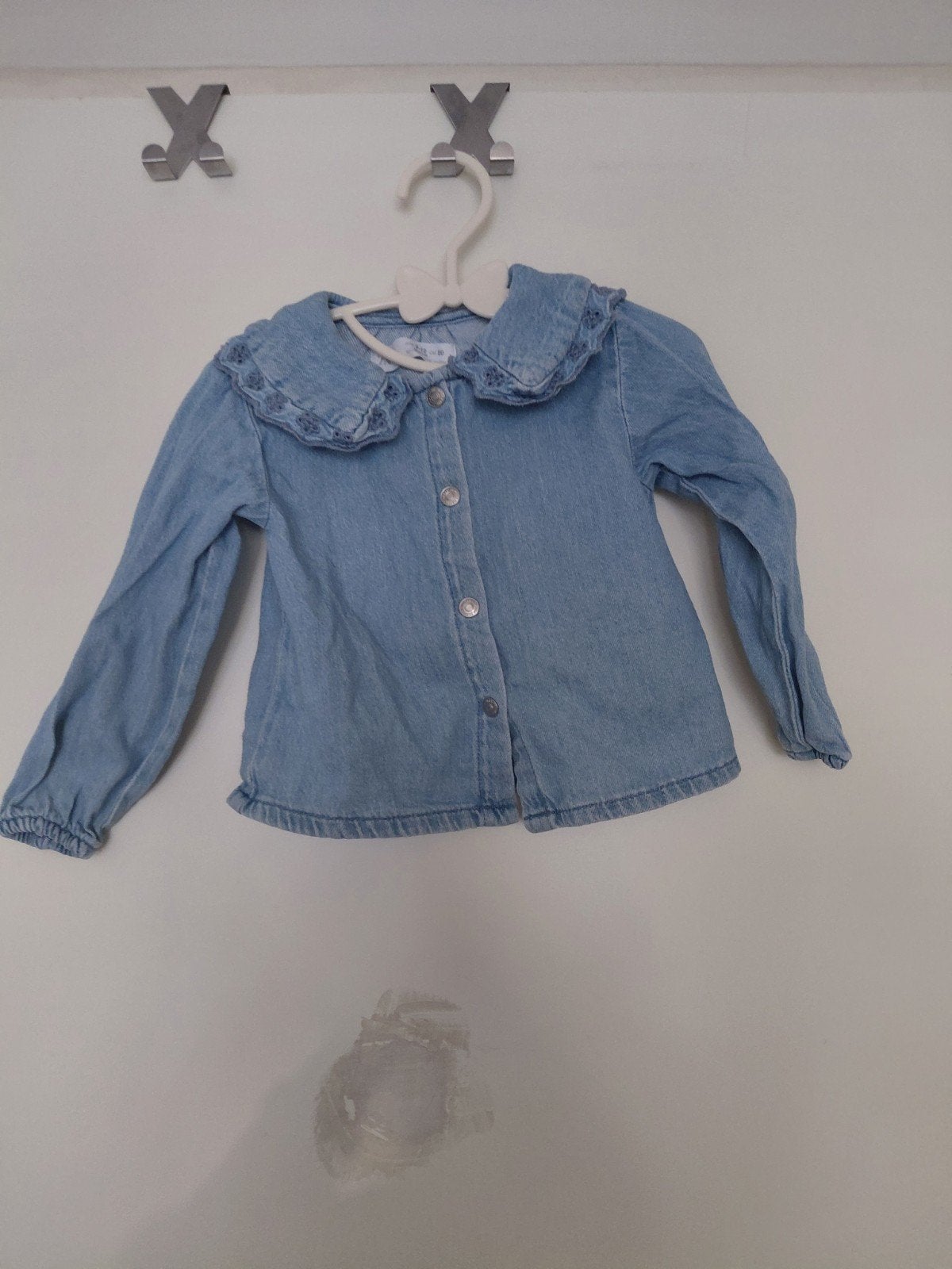 Zara spijkerblouse met kraagje, maat 80 (9-12 maanden), Ophalen of Verzenden, Zo goed als nieuw, Zara, Meisje