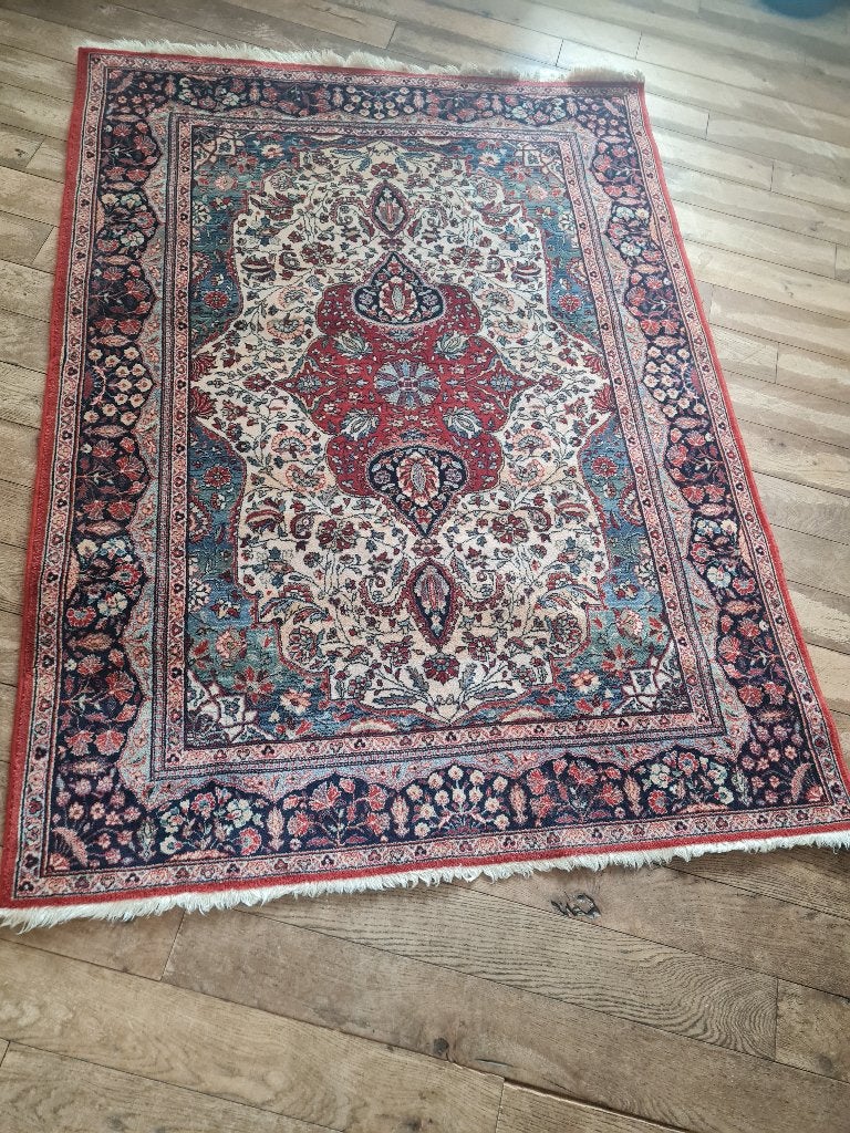 Vintage wollen vloerkleed Louis de Poortere 1.35 x 1,85 m