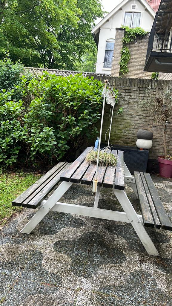 Picknick tafel 2022, Tuin en Terras, Ophalen, Gebruikt, Rechthoekig, Hout