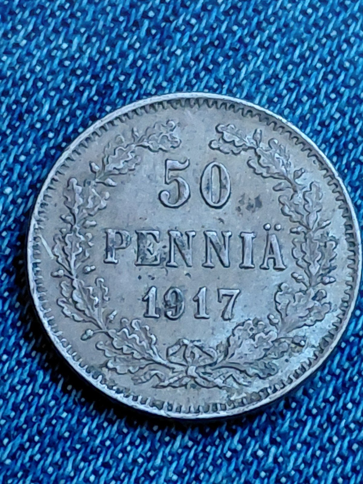 Finland 50 Penniä 1917 zonder kroon - Zilver, Verzenden, Overige landen, Losse munt, Zilver