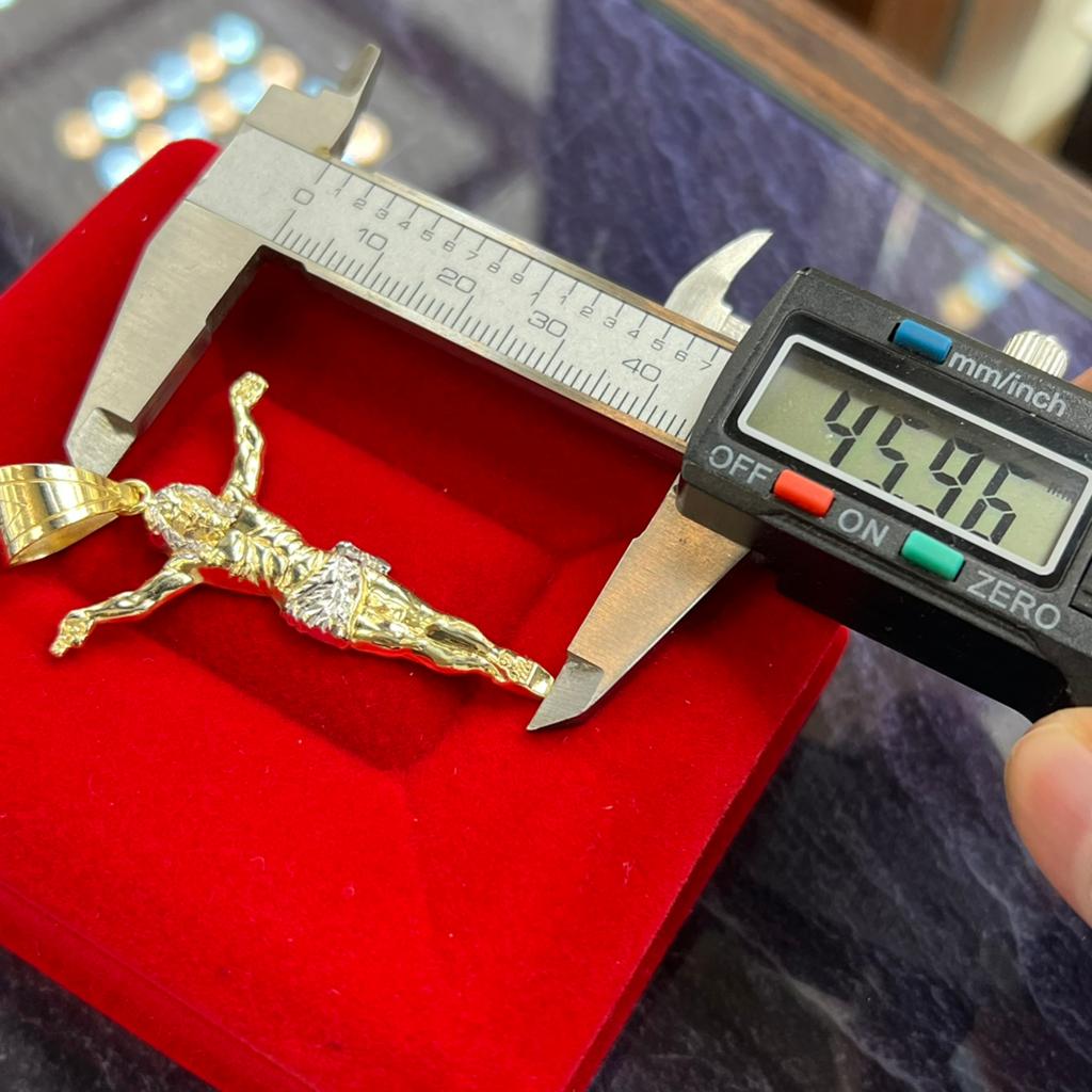 14 karaat gouden hanger jezus kettinghanger, Ophalen of Verzenden, Zo goed als nieuw, Goud, Kruis of Symbool