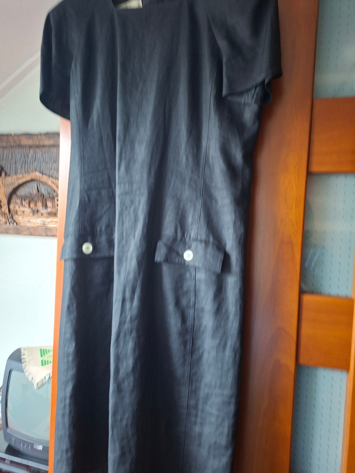 Originele Valentino Linnen Jurk Zwart - Maat 42, Kleding | Dames, Verzenden, Zwart, Maat 42/44 (L), Gedragen