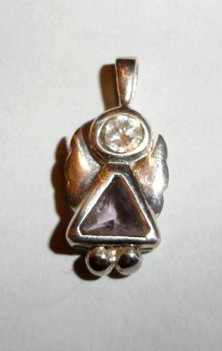 Hangertje Engeltje modern zirkonia zilver 925, Overige voorstellingen, Met edelsteen, Ophalen of Verzenden, Zo goed als nieuw