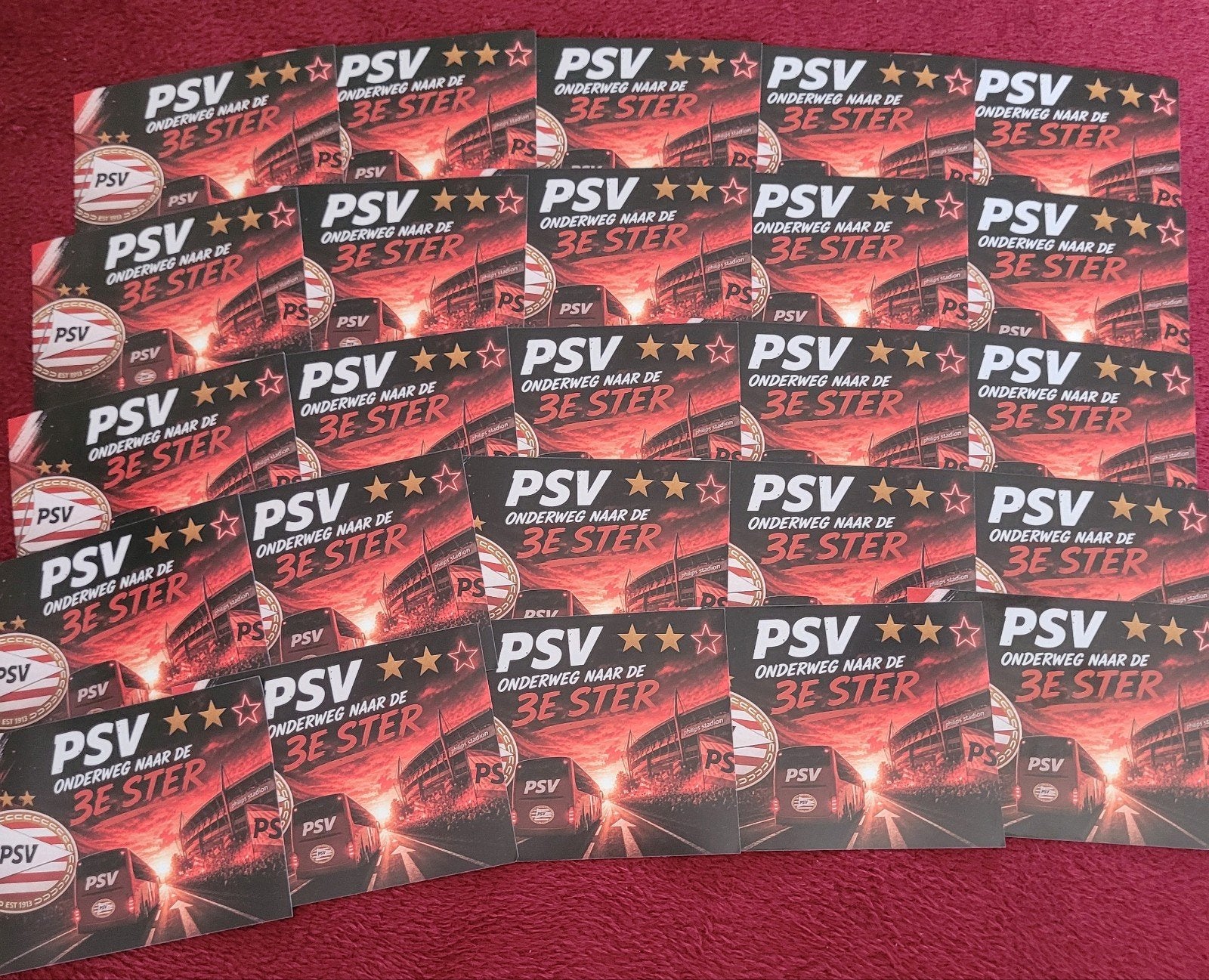 PSV stickers "Onderweg naar de 3e ster" - Nieuw, Ophalen of Verzenden, Nieuw, Meerdere stickers