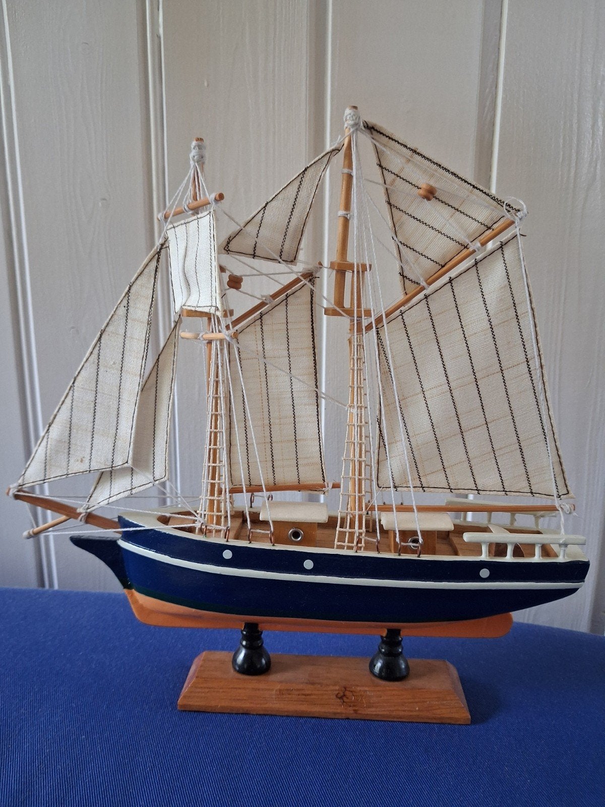 Vintage miniatuur scheepsmodel tweemaster zeilschoener, Ophalen
