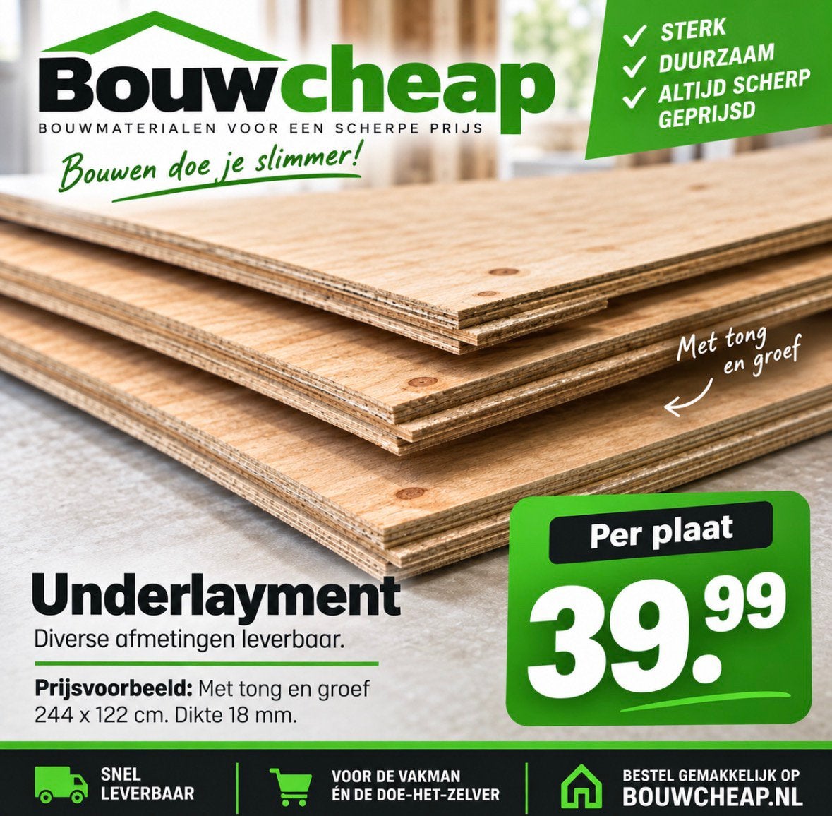 Underlaymant 18mm super aanbieding