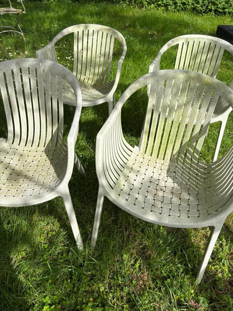 Gratis tuinstoelen, Tuin en Terras, Tuinstoelen, Gebruikt, Kunststof, Stapelbaar, Ophalen
