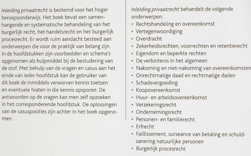 Inleiding privaatrecht (2013), Verzenden, Beta, Zo goed als nieuw, HBO