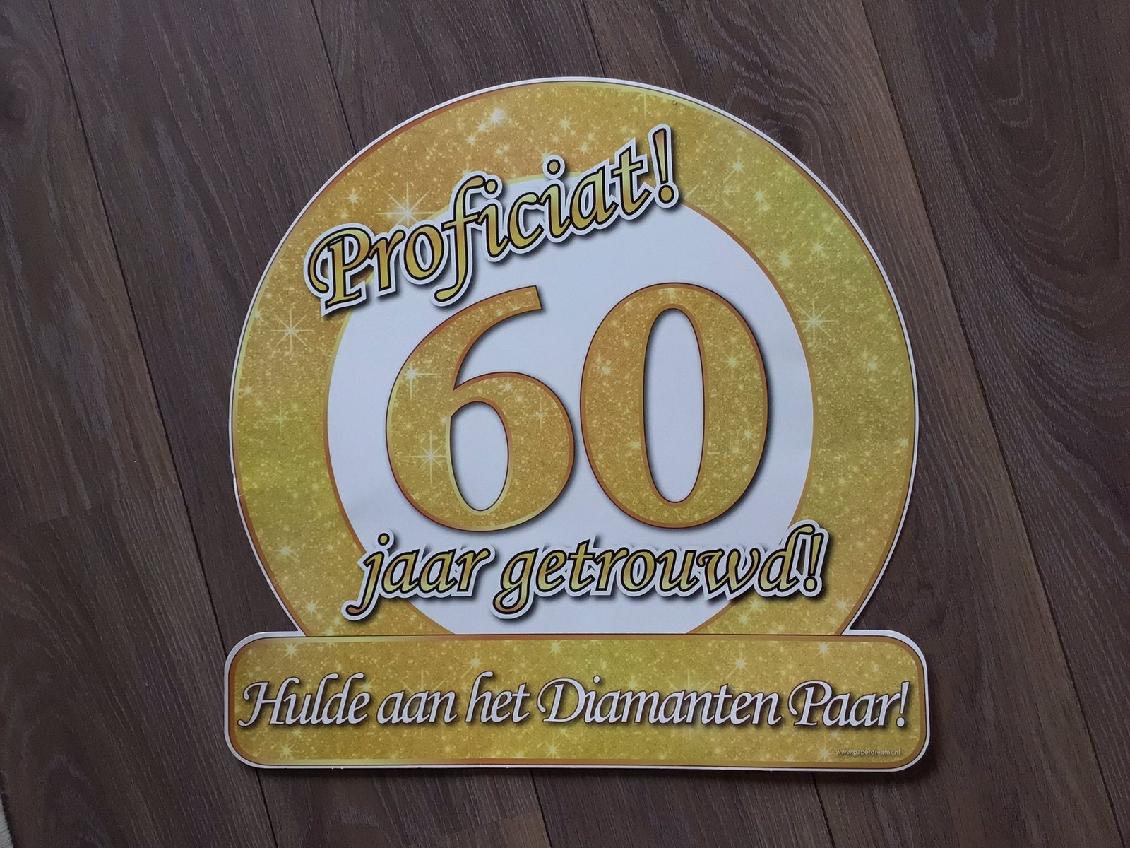 Huldeschild 60 jaar getrouwd 50 x 50, Ophalen, Versiering, Verjaardag