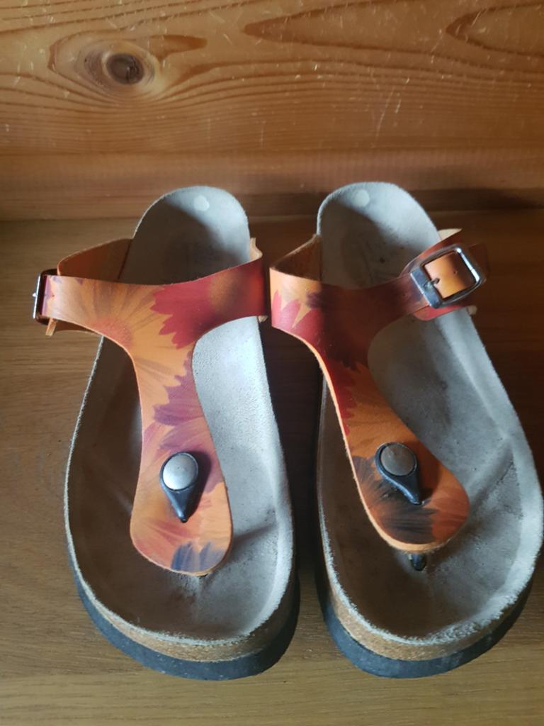 Oranje Big Leaf sandalen met bloemenprint – maat 39, Ophalen of Verzenden, Oranje, Sandalen of Muiltjes