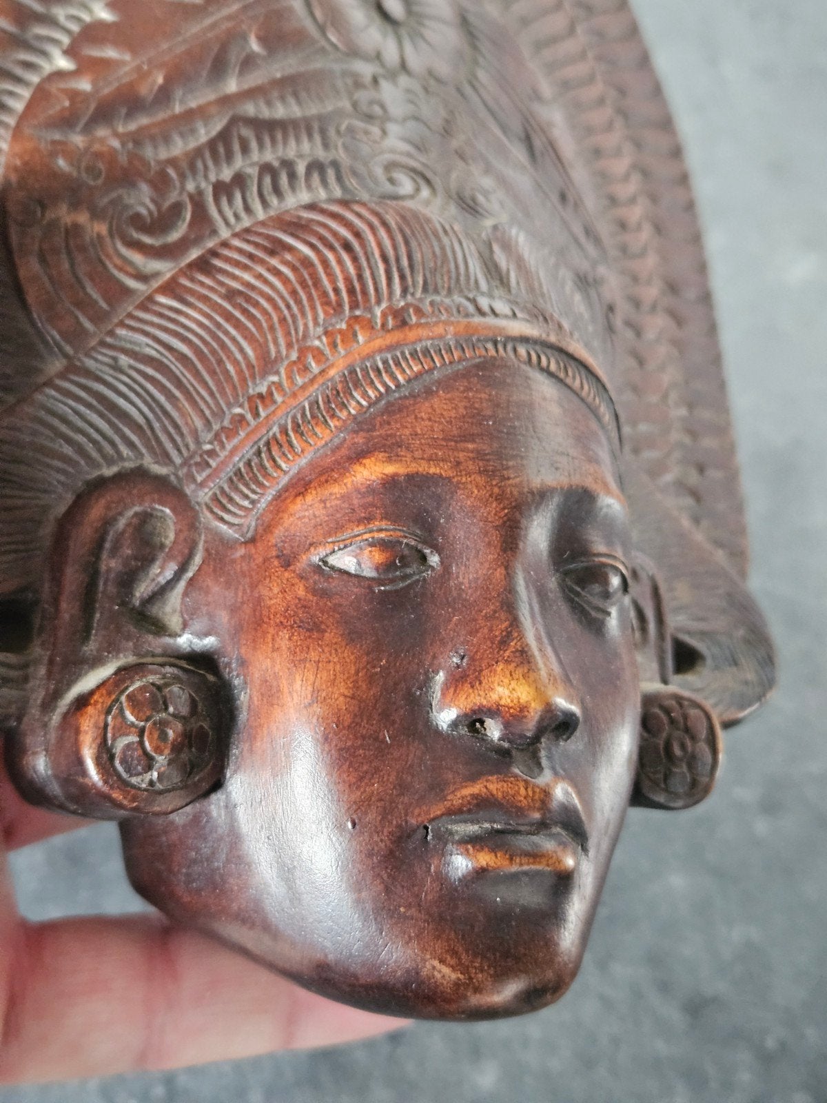 Antiek Indisch masker houten beeld van Bali danser Indonesië, Verzenden