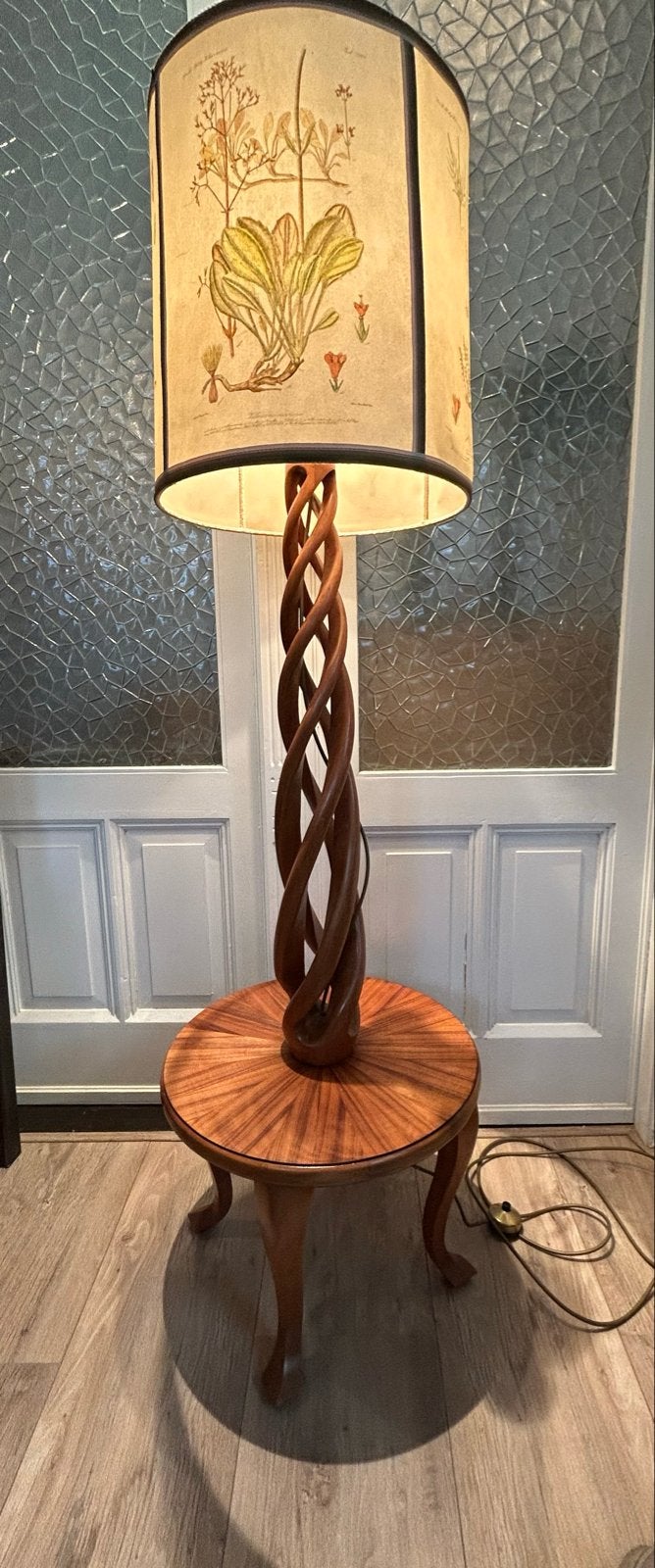Vintage teak houten lamp met tafeltje, Ophalen
